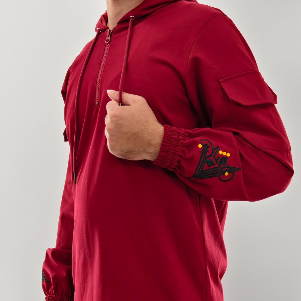 MILEV Signature 2-Piece Modest Set Men - Tunic & Trousers - Embroidered Maroon
